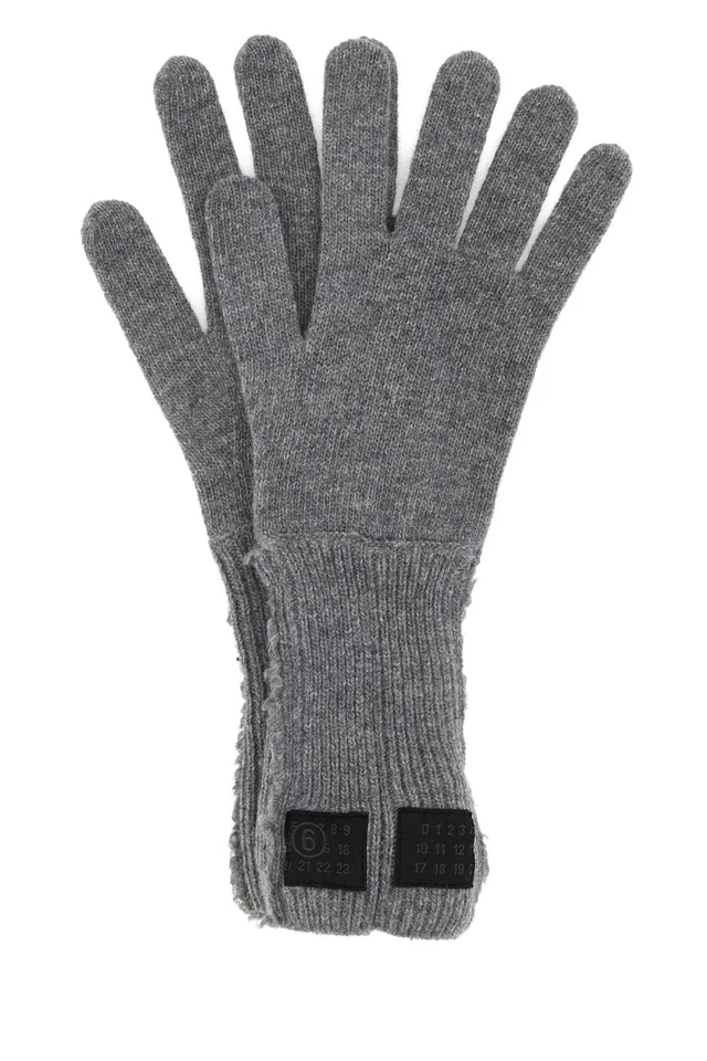 Maison Margiela Wool Blend Gloves — Gray Exterior: Nylon in Grey Nylon from HEWI