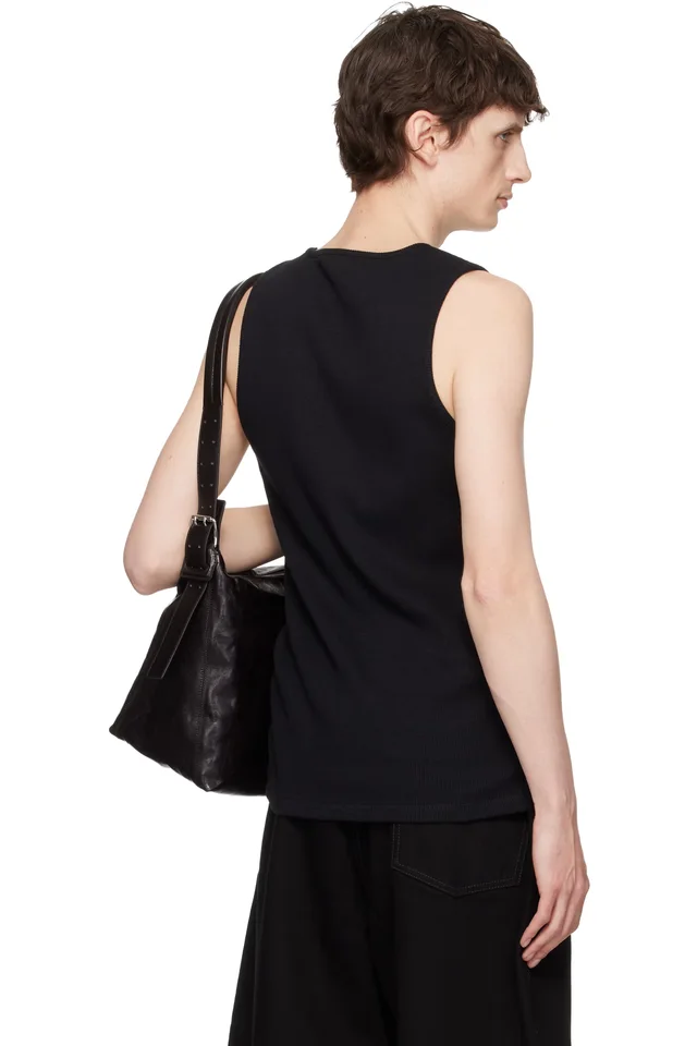LEMAIRE Black Rib Cotton Jersey Tank Top, photo 3 of 3 from SSENSE