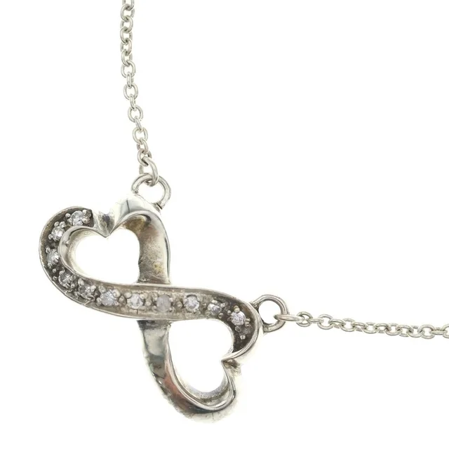 Tiffany & Co. Double Loving Heart Necklace Silver Rhinestone in Silver from The Reluxe
