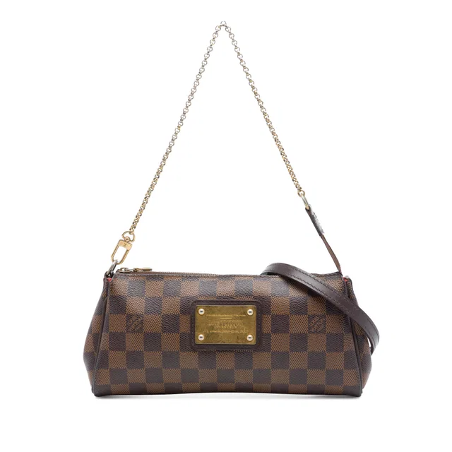 Brown Louis Vuitton Damier Ebene Eva Satchel in Brown Canvas from Designer Revival