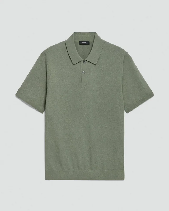 Theory Soris Polo Shirt in Light Bilen in LIGHT IVY 62% Viscose, 38% Polyester; Exclusive Of Elastic, photo 6 of 8 from Theory