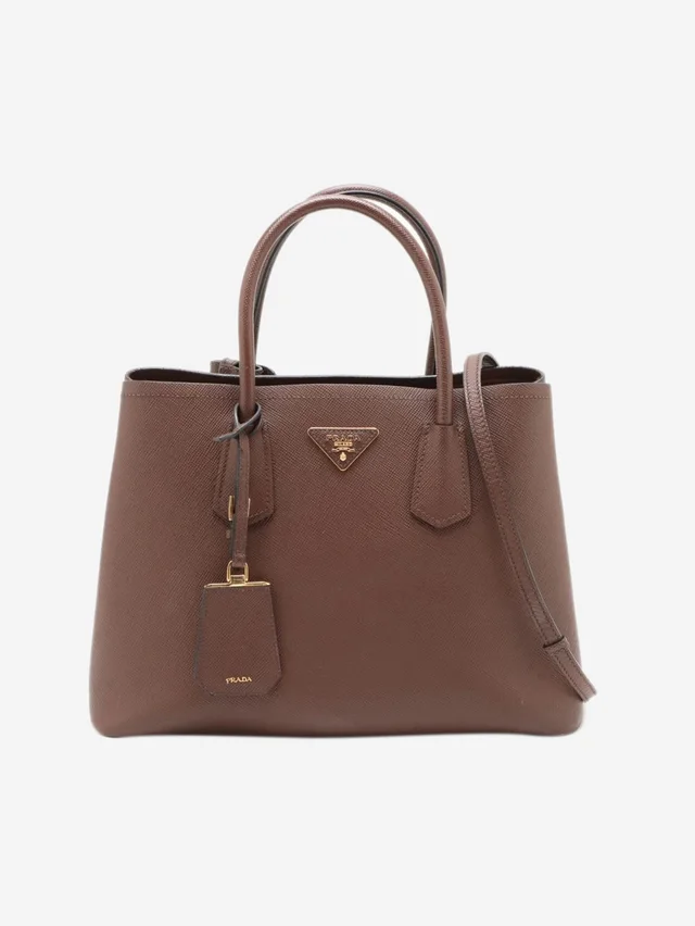 Prada Brown Saffiano Cuir leather tote bag in Brown Saffiano leather from Sign of the Times