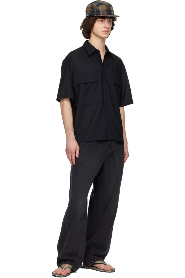 Solid Homme Black Flap Pocket Shirt, photo 4 of 4 from SSENSE
