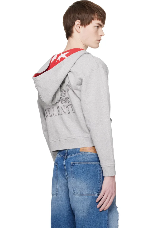 Carne Bollente Gray Serena 'Stars and Studs' Hoodie, photo 3 of 4 from SSENSE