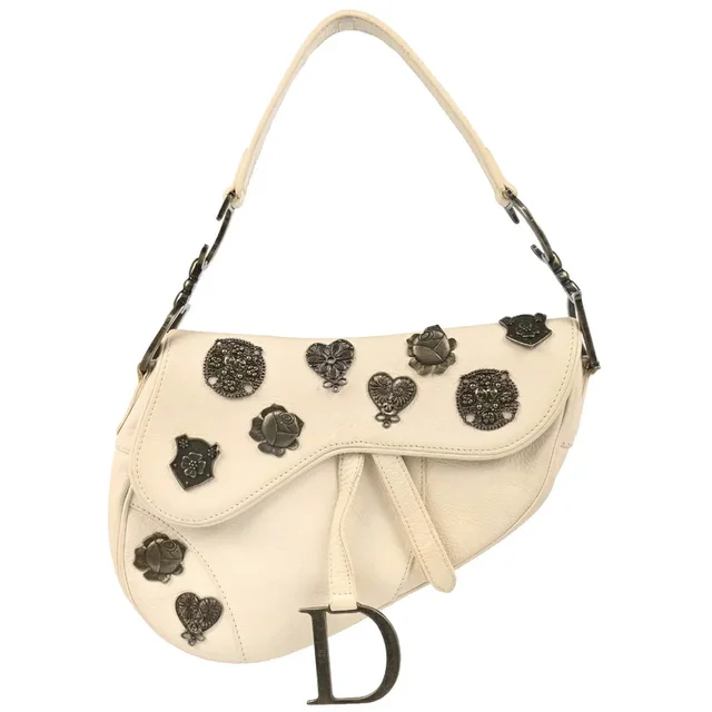 Dior 2006 White Leather Saddle Handbag in White Leather from AMORE Vintage Tokyo