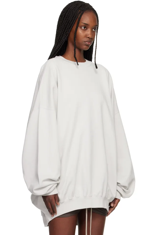 Rick Owens DRKSHDW Off-White Temple Hun Crewneck Sweatshirt, photo 2 of 4 from SSENSE