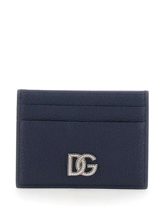 Dolce & Gabbana Grained Leather Card Case — Blue Cases in Blue Caviar leather from HEWI
