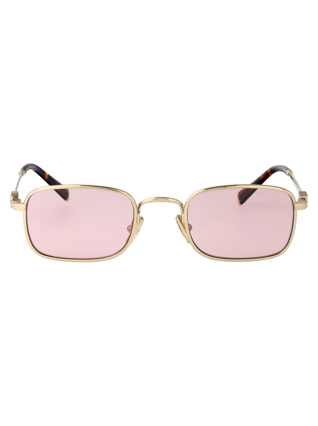 Miu Miu 0mu Metal Rectangle Sunglasses — Gold in Gold from HEWI