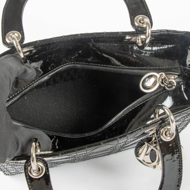 Flat Cannage Medium Lady Dior Bag in Black Patent leather from Labellov, photo 8 of 8
