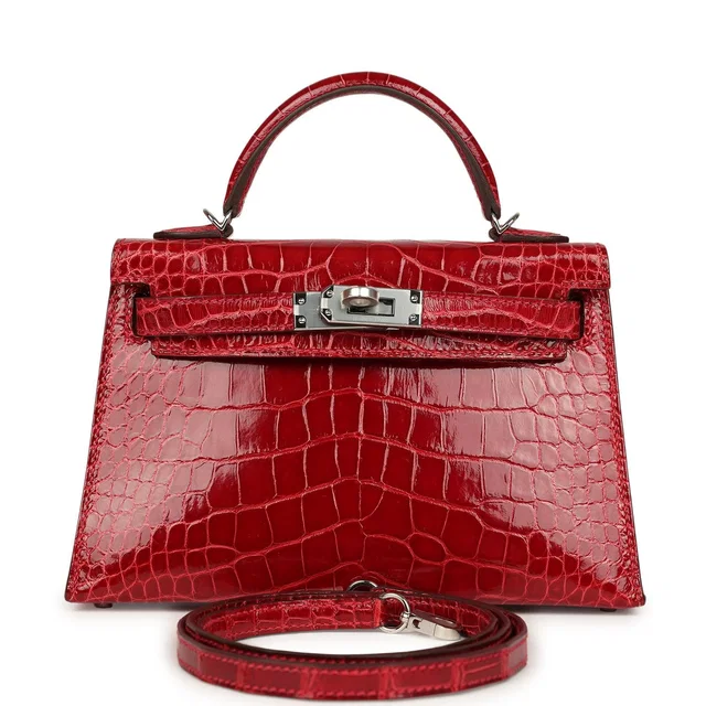 Hermès Kelly Sellier 20 Braise Shiny Alligator Palladium Hardware in Crocodile from Madison Avenue Couture