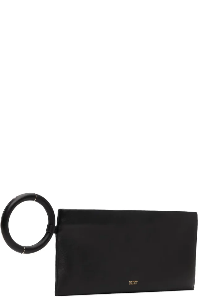 TOM FORD Black Nappa Leather Aura Clutch, photo 2 of 4 from SSENSE