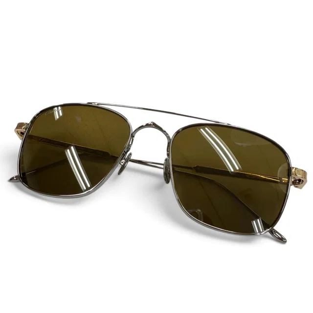 Cartier Two Bridge Eyewear Sunglasses Silver Gold 145 Demo Lens in Gold from The Reluxe