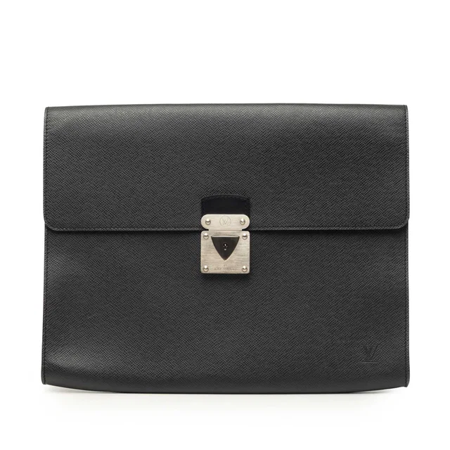 Black Louis Vuitton Taiga Minuto Clutch Bag in Black Leather from Designer Revival
