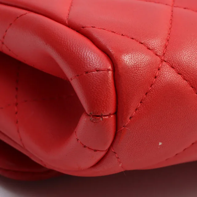 Chanel Matelassé Stitch CC Turnlock Chain Bag, Red, circa 2013 in Red Lambskin from VINTAGE QOO TOKYO, photo 12 of 12