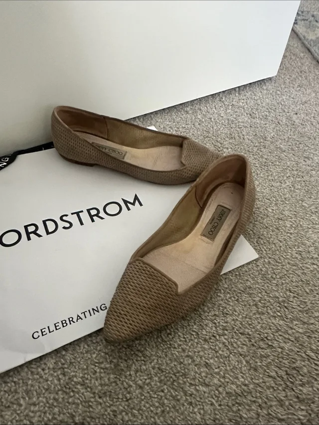 Jimmy Choo Woven Pointed-Toe Flats In Taupe in brown|neutral Woven leather from Poshmark