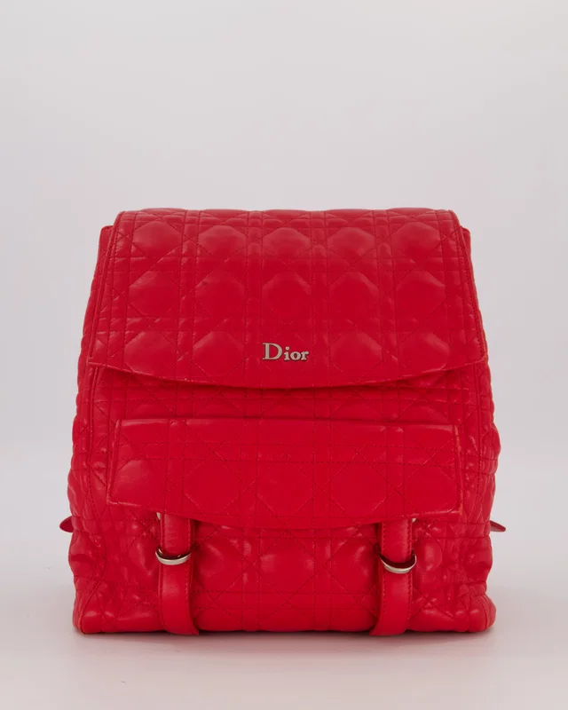 Dior Red Cannage Leather Stardust Backpack in Red Leather from Sellier