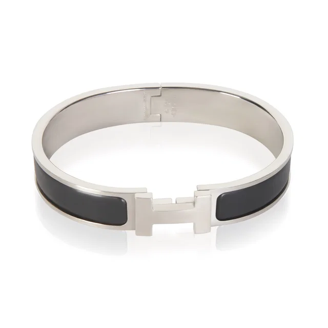 Hermès Clic HH In Noir Mat Bracelet in Black Silk from myGemma