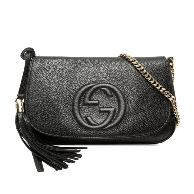 Black Gucci Medium Calfskin Soho Chain Flap Crossbody in Black Calfskin from Designer Revival, photo 1 of 1