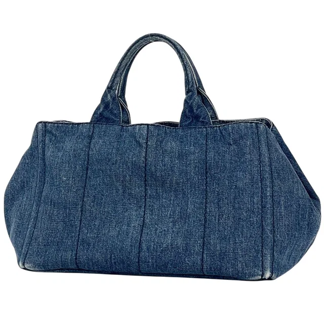 Prada Canapa Tote Bag 2-Way Denim Navy in Navy Denim from The Reluxe