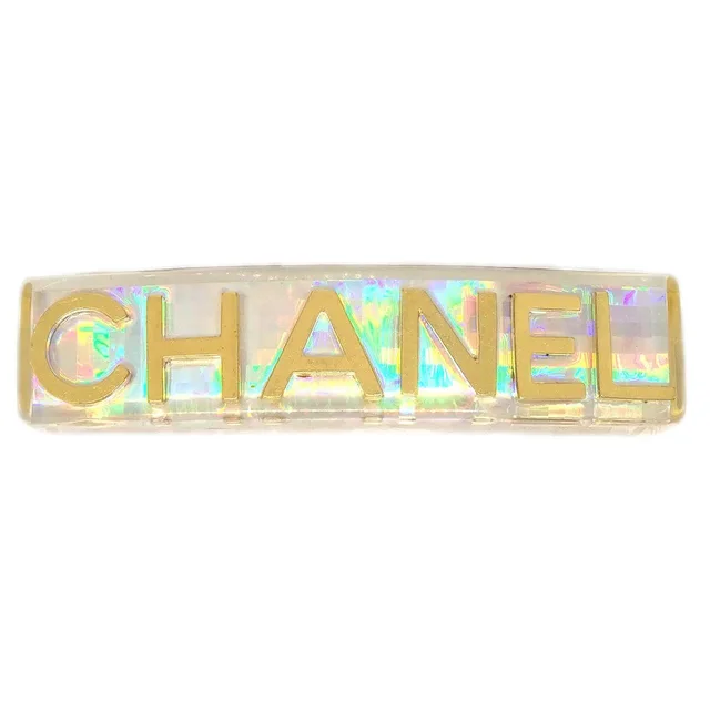 Chanel 1997 Clear Rainbow Lucite Hair Clip Barrette in Resin from AMORE Vintage Tokyo