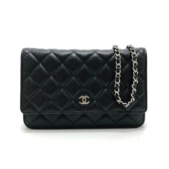 Chanel Shoulder Bag CC Logo Classic Caviar Leather Black in Black Caviar leather from The Reluxe