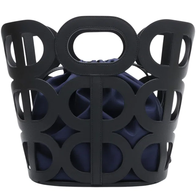 Hermès 2020 Cheyne d'Ancre Handbag Black/Navy in Black Silk from VINTAGE QOO TOKYO