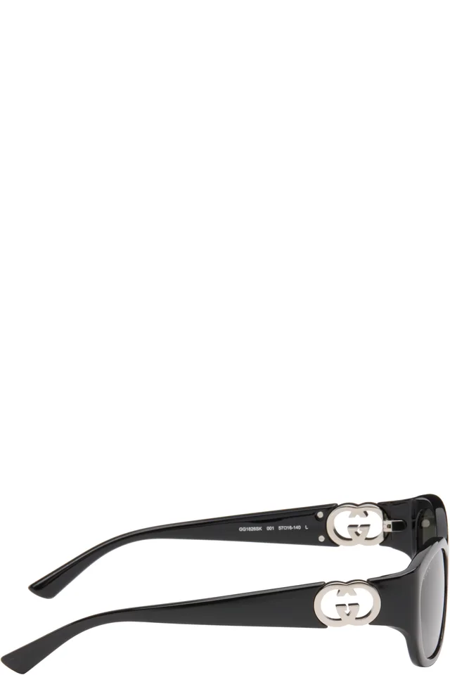 Gucci Black Hailey Round Sunglasses, photo 2 of 4 from SSENSE