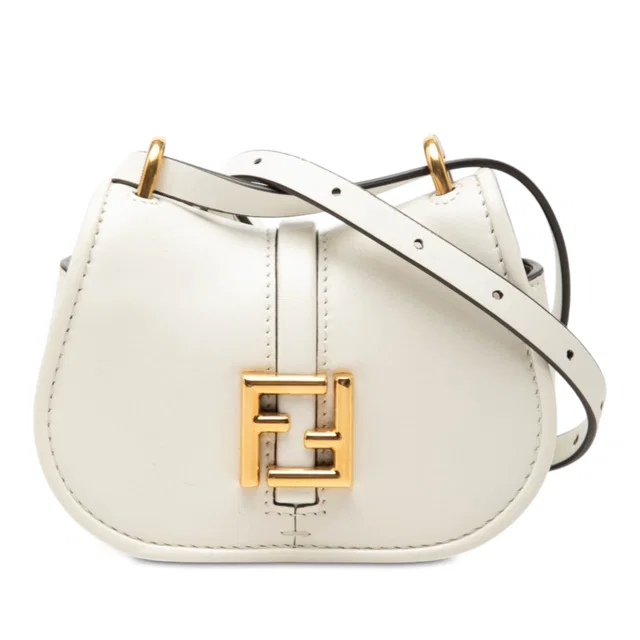 White Fendi Nano Leather C mon Crossbody in White Leather from Designer Revival