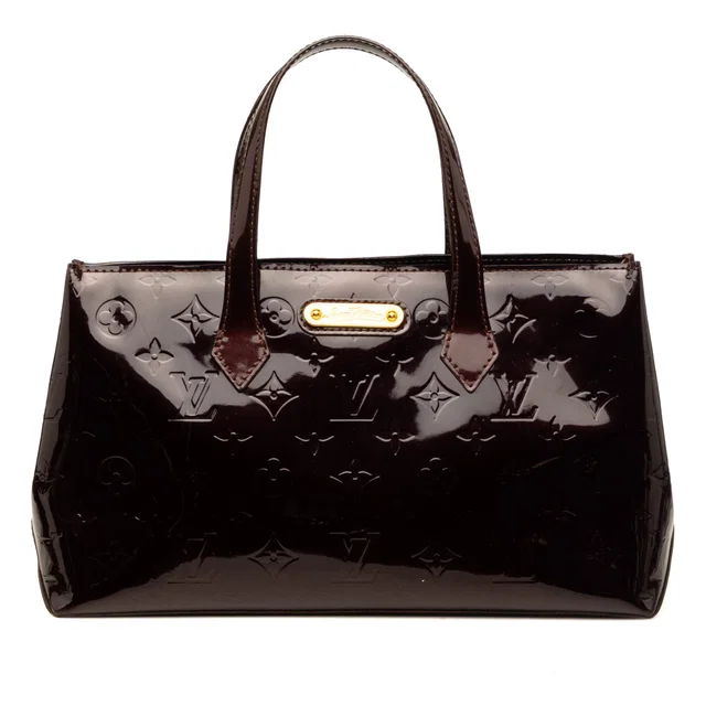 Purple Louis Vuitton Monogram Vernis Wilshire PM Handbag in Purple Leather from Designer Revival