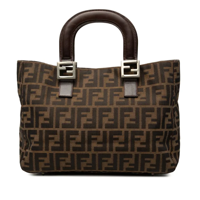 Brown Fendi Small Zucca Canvas Twins Tote in Brown Canvas from Designer Revival