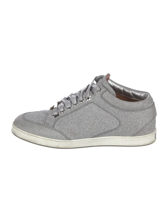 Jimmy Choo Glitter Accents Sneakers in silver|gray from The RealReal