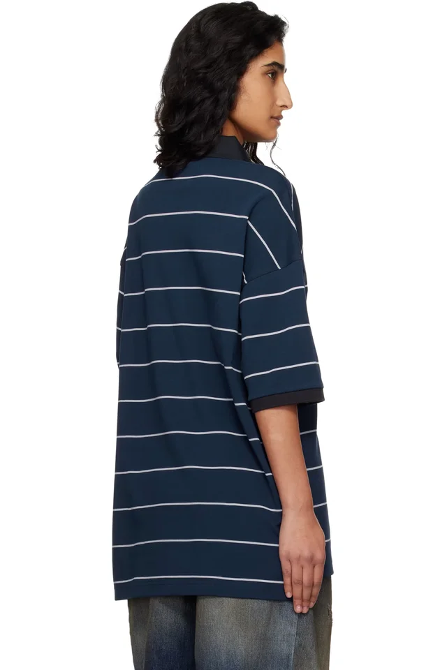 VETEMENTS Navy 'Nerd' Football Polo, photo 3 of 4 from SSENSE