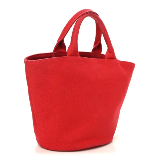 Prada Canapa Small Shopping Tote Rosso in Canvas from FASHIONPHILE, photo 4 of 10