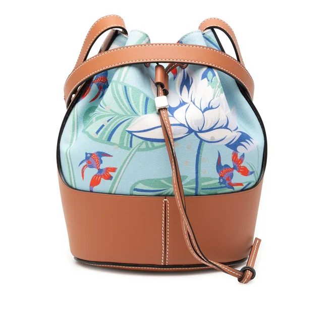 Blue LOEWE Paulas Ibiza Small Canvas Balloon Bucket Bag in Blue Canvas from Designer Revival