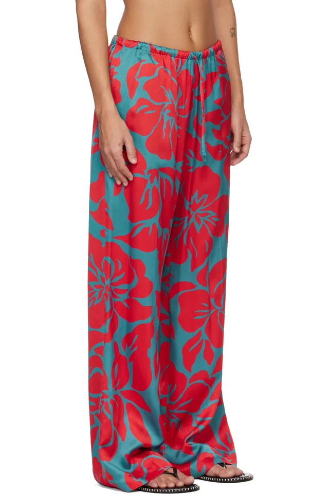 Dries Van Noten Red & Blue Elasticated Trousers, photo 2 of 4 from SSENSE