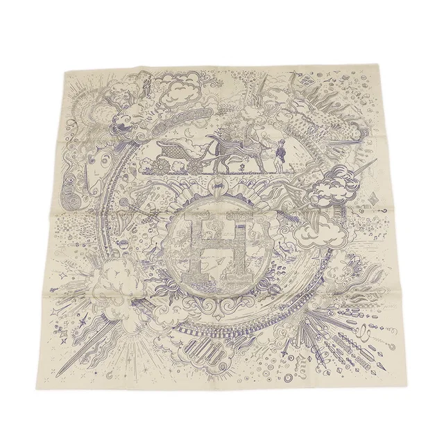 Hermès Carre please hold the line Size 90 Crème / Blue / Gray004187S Silk100% in Blue from GALLERY RARE