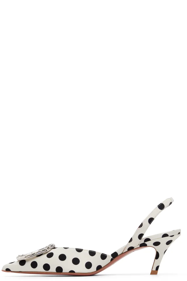 Amina Muaddi White Camelia Sling 60 Heels, photo 3 of 5 from SSENSE