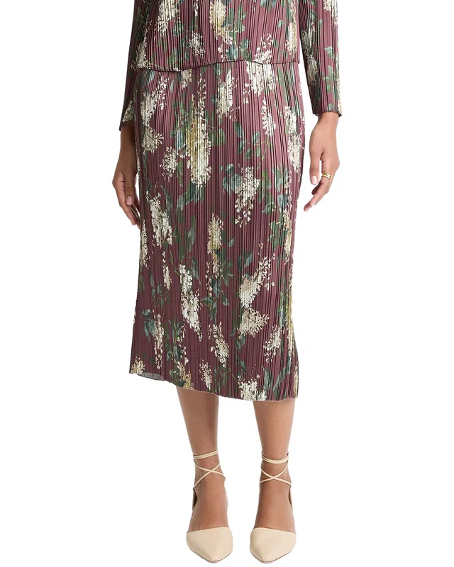 Vince Lilac Print Micro Pleated Skirt, image 1 of 1 from Rue La La