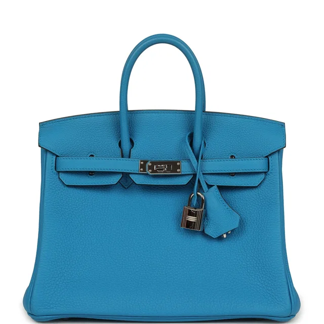 Hermès Birkin 25 Bleu Zanzibar Togo Palladium Hardware in Blue Togo leather from Madison Avenue Couture