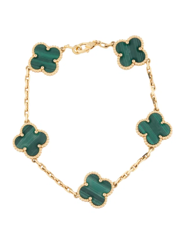 Van Cleef & Arpels Vintage Alhambra Bracelet, 5 motifs, 7.25" in green from The RealReal
