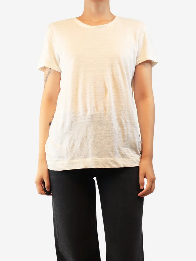 Loro Piana White linen t-shirt - size UK 16 in White from Sign of the Times