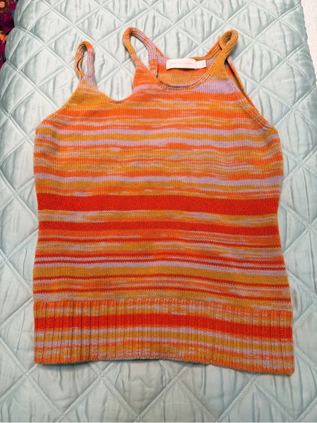 SIMKHAI Striped Knit Tank Top In Orange And Pink - Casual Summer Layering in orange|pink from Poshmark