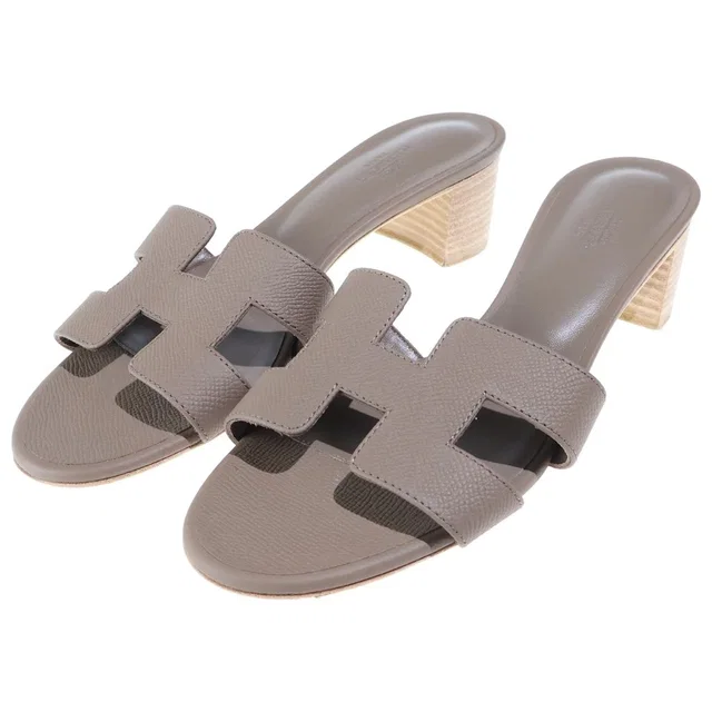Hermès Oasis Sandals Etoupe Leather in Taupe Leather from The Reluxe