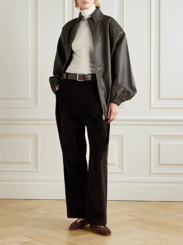 THE FRANKIE SHOP Norstrand pleated cotton-corduroy straight-leg pants in Brown, photo 2 of 2 from NET-A-PORTER (Canada)