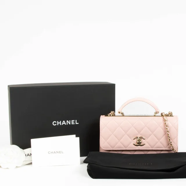 Chanel Pale Pink Lambskin Trendy CC Wallet On Chain in Pink Lambskin from Labellov, photo 2 of 2
