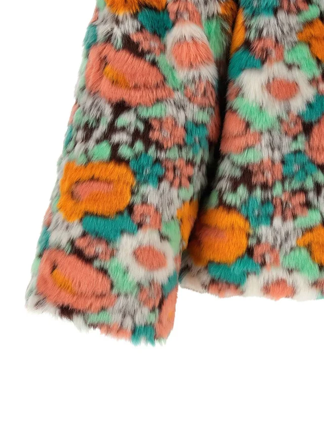 Farm Rio Floral Patterned Faux Fur Coat, photo 5 of 5 from SENSER