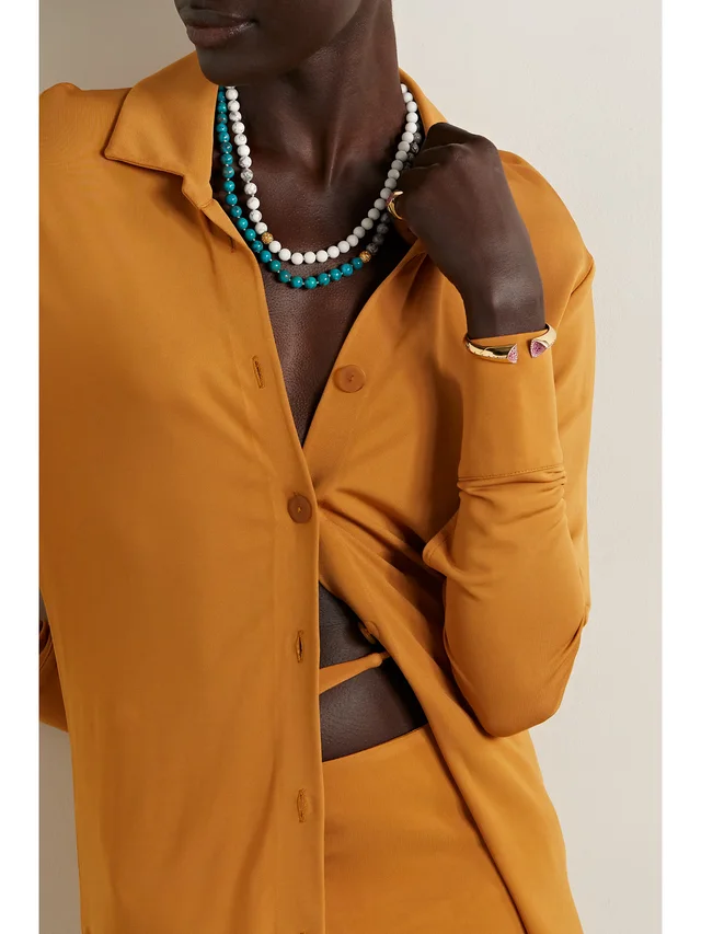 EMILY P. WHEELER + NET SUSTAIN Wrap 18-karat recycled gold multi-stone necklace in Blue, photo 2 of 2 from NET-A-PORTER (Canada)