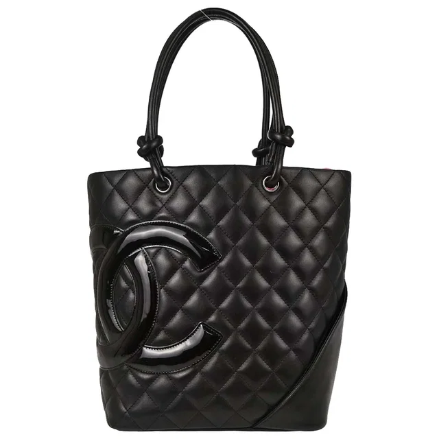 Chanel 2006-2008 Black Calfskin Cambon Ligne Tote Handbag in Black Calfskin from AMORE Vintage Tokyo
