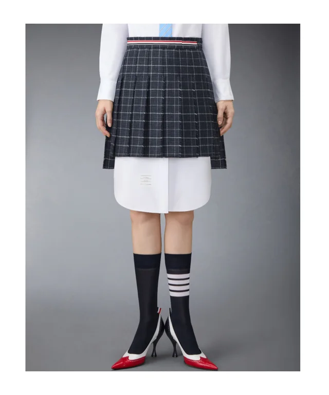 Thom Browne Windowpane Houndstooth RWB Stripe Skirt, photo 3 of 7 from SENSER