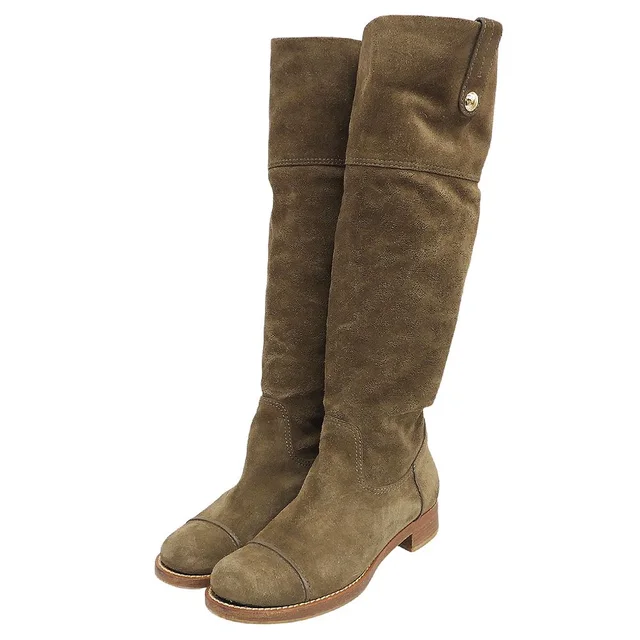 Louis Vuitton Suede Long Boots Brown Made 38 in Brown Suede from The Reluxe